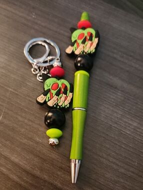 Witch Hand Poison Apple Beaded Pen And Keychain